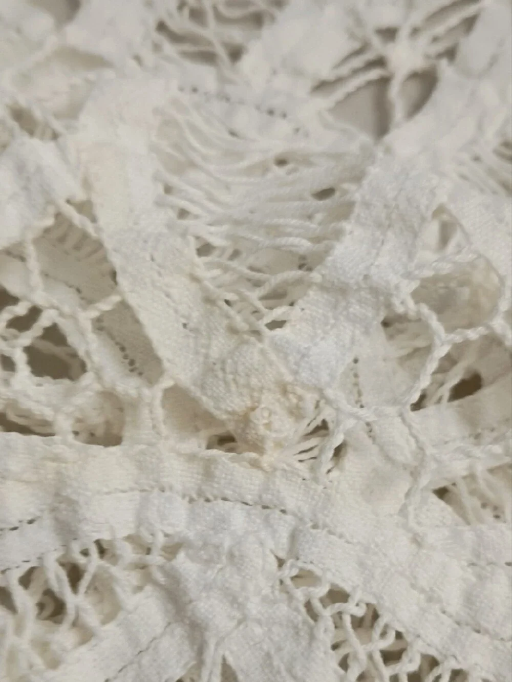 Vintage Battenberg Or Venice Lace White Lace Table Cover